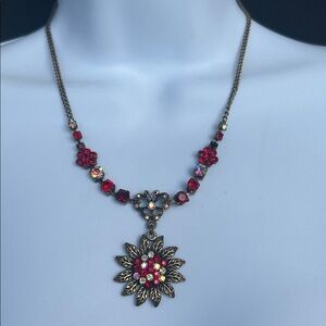 Cookie Lee Genuine Crystal Aurora Borealis Floral Necklace